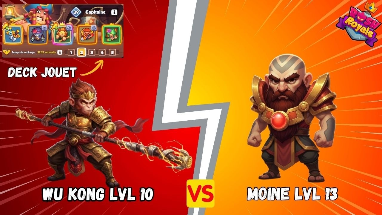 Rush Royale | Wu Kong lvl 10 vs Moine lvl 13 😱 On lui botte les fesses ! 🔥