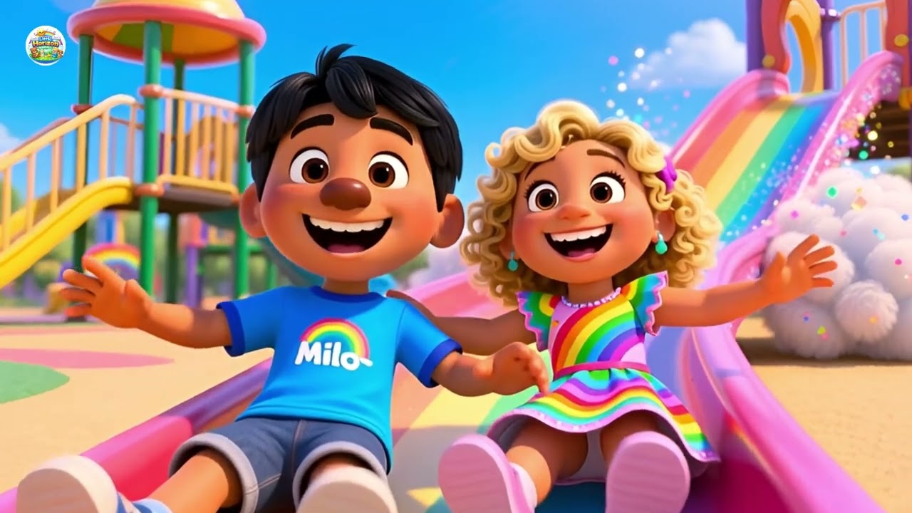 Rainbow Slide Playtime 🌈🛝 Fun Playtime Song for Kids | Happy Playground Fun