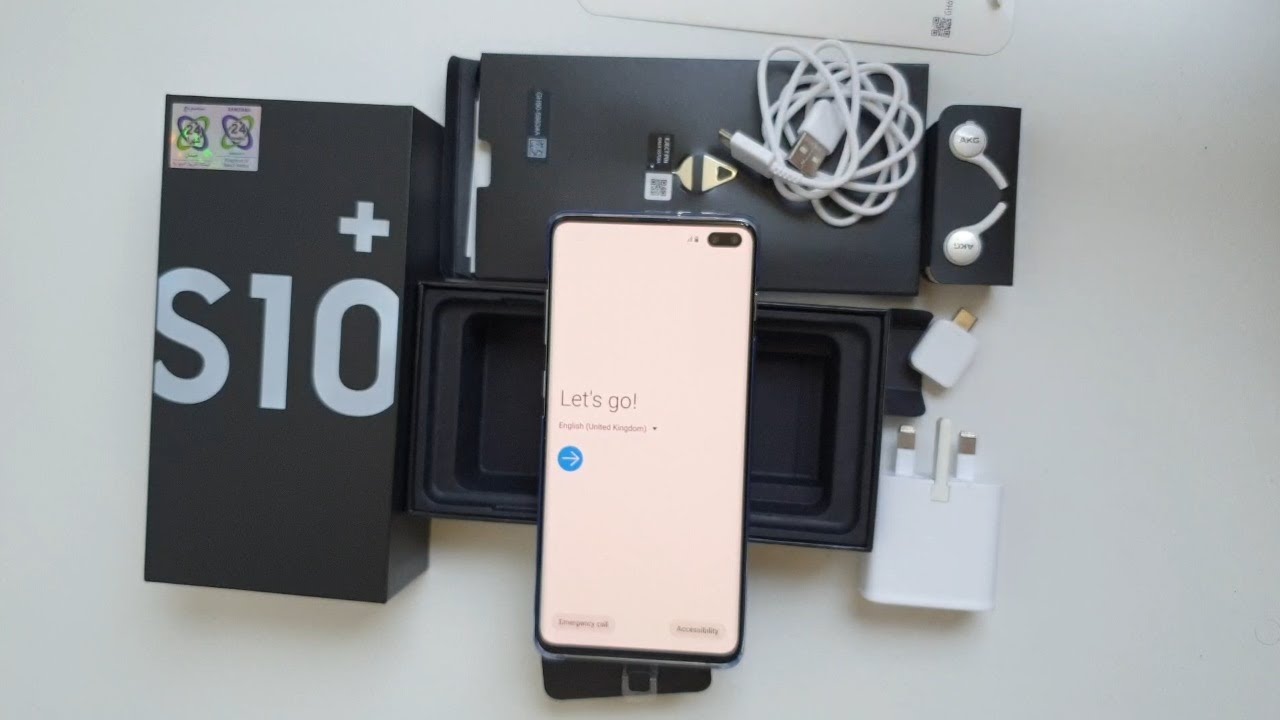 فتح علبة واستعراض محتويات صندوق جالاكسي اس ١٠ بلس Galaxy S10+ plus
