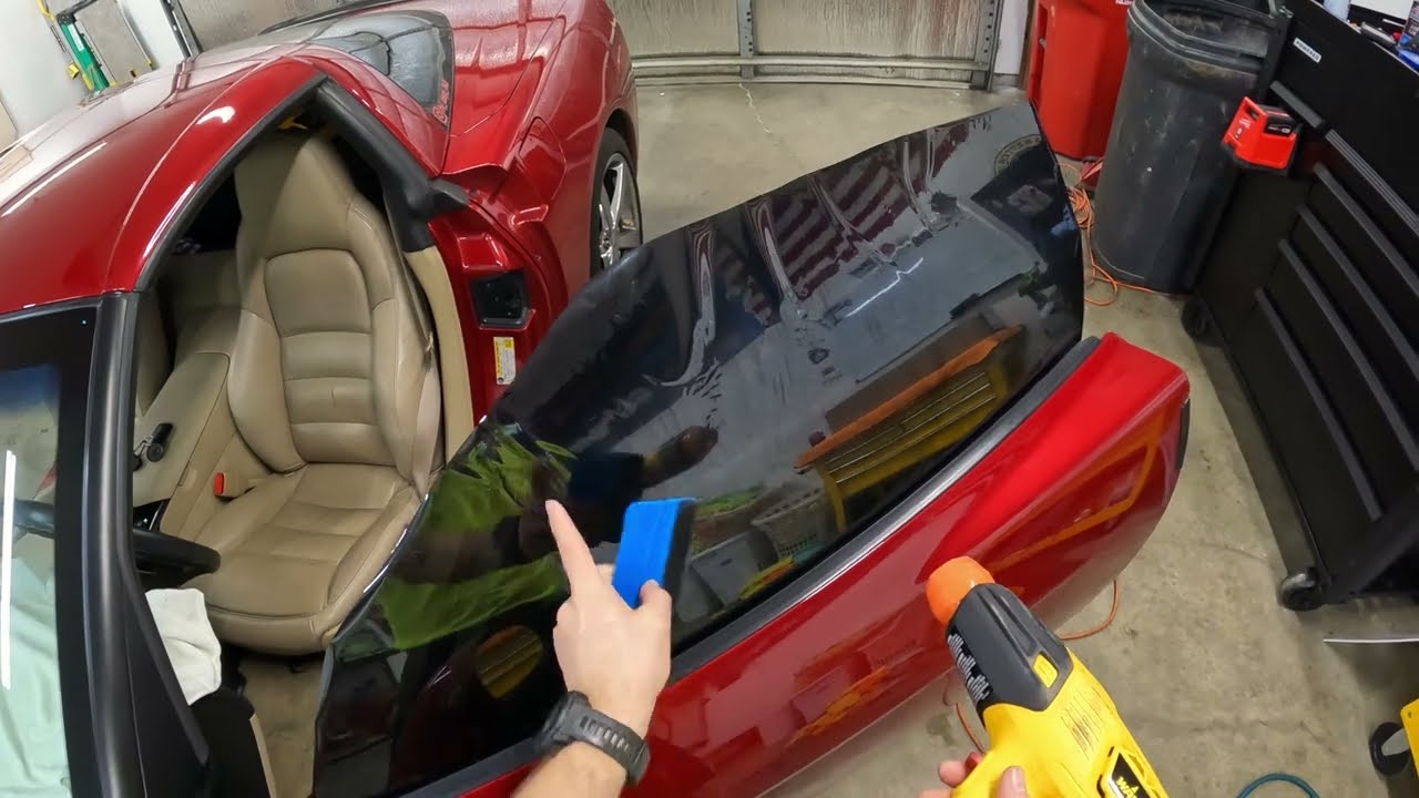 How To Cut, Heat Shrink, And Install Window Tint on Corvette Doors!