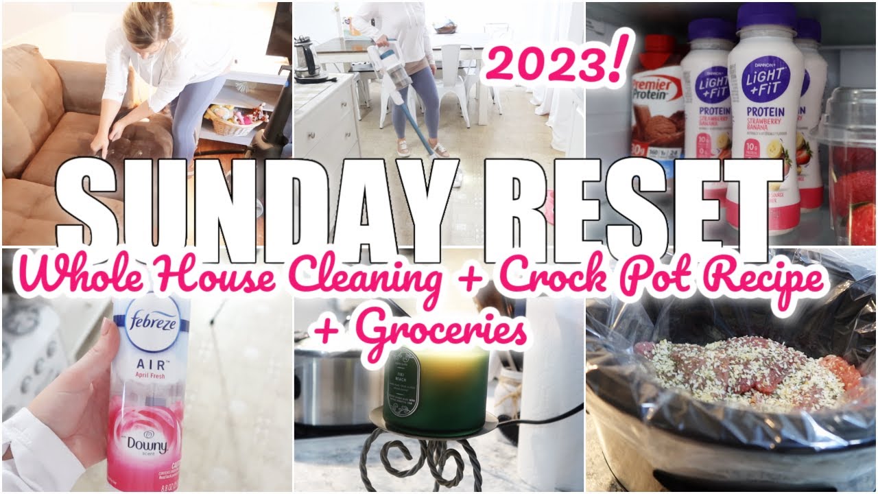 ✨SUNDAY RESET✨\\ WHOLE HOUSE CLEANING + CROCK POT RECIPE + GROCERY HAUL
