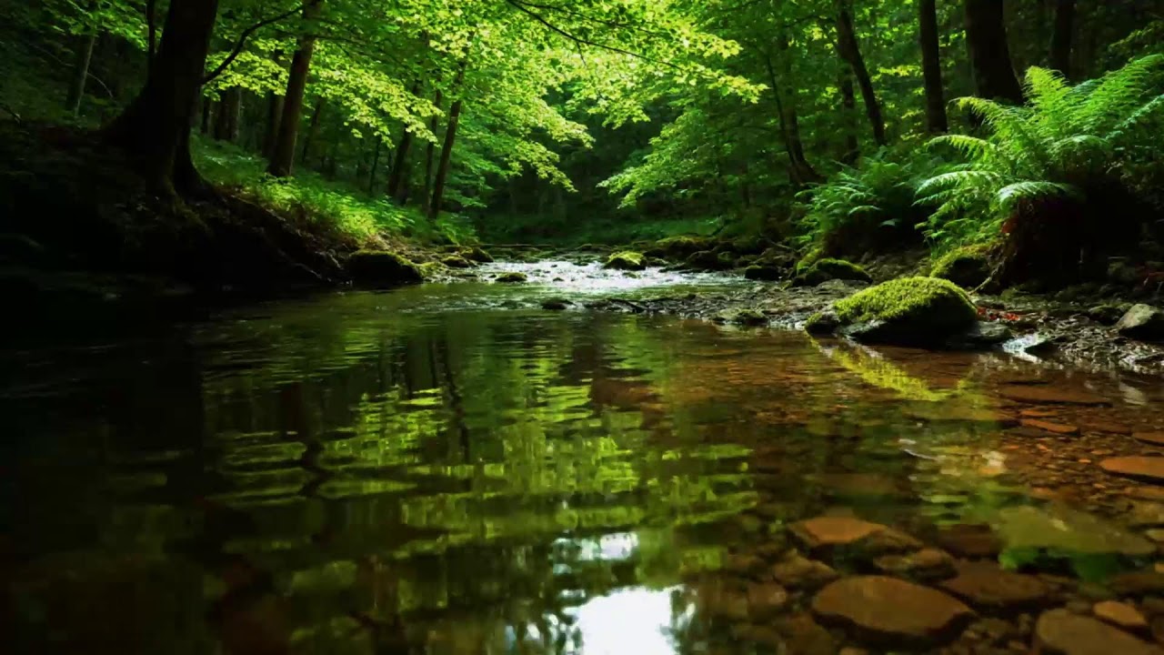 Forest Ambience Birds Singing Beautiful Stream Sounds for Peaceful Sleep, Rest, Focus Study,Medicine
