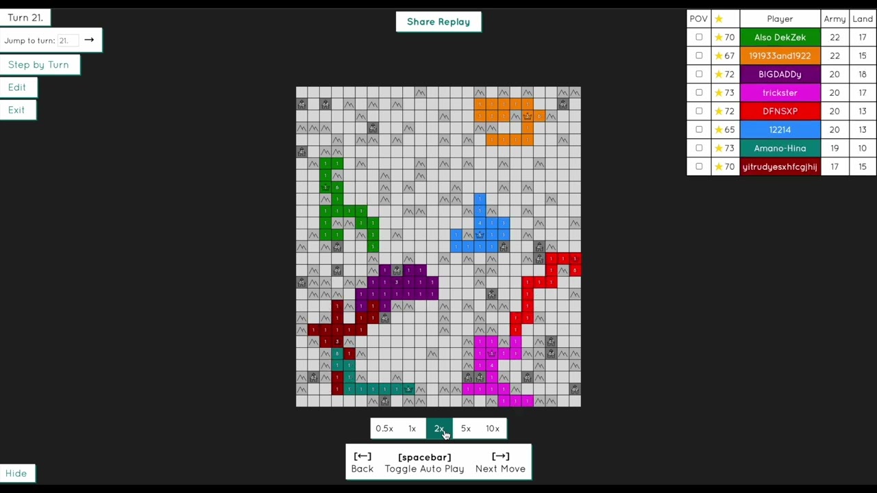 generals.io/Fastest FFA Perfect Game/World Record/91 turns/by Amano-Hina