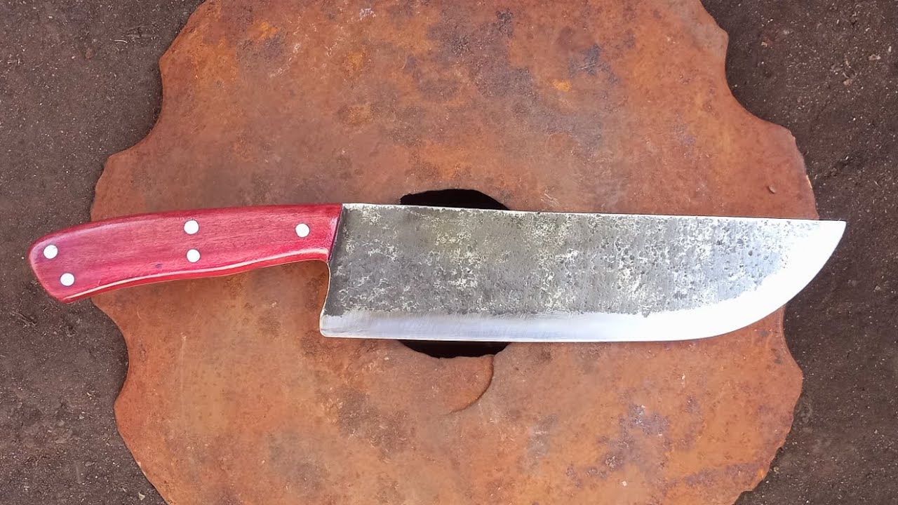 Faca Bruta Artesanal de Áço Carbono 4mm de 12 Polegadas Para churrasco Pescaria caça lida Bruta