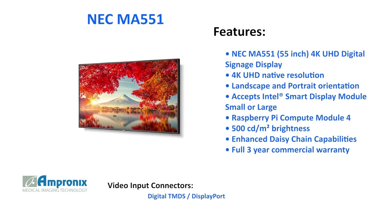 NEC MA551 (55 inch) 4K UHD Digital Signage Display Sales | Service | Repair | Exchange | Replacement