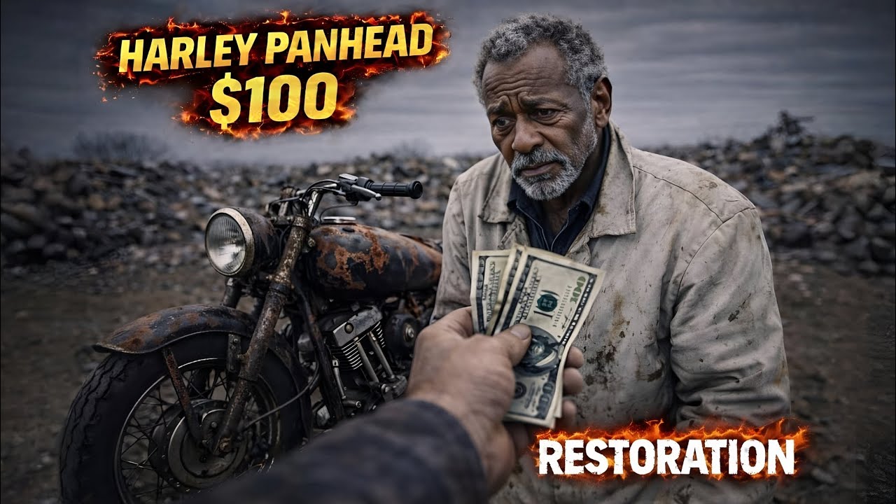$100 Harley Panhead Restoration | Trash to Showroom Shine (ASMR)