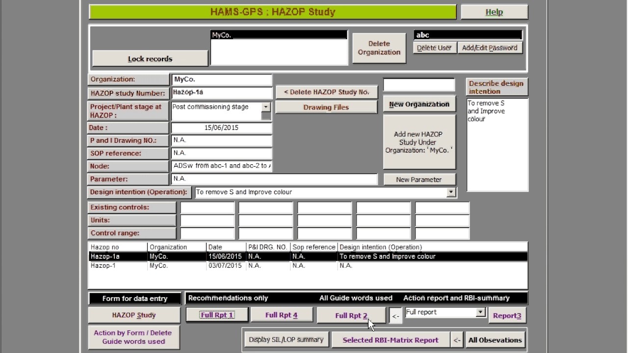 Hazard and Operability - HAZOP study software