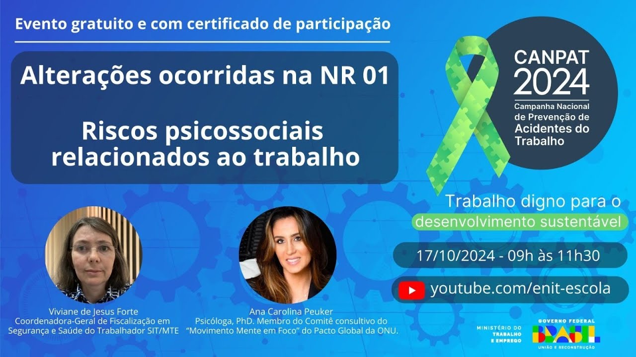 CANPAT 2024 - Alterações da NR 01 / Riscos Psicossociais Relacionados ao Trabalho
