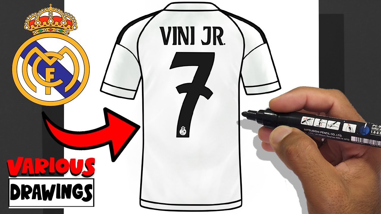 How To Draw VINI JR - Real Madrid - Champions League UEFA- Shirt 7