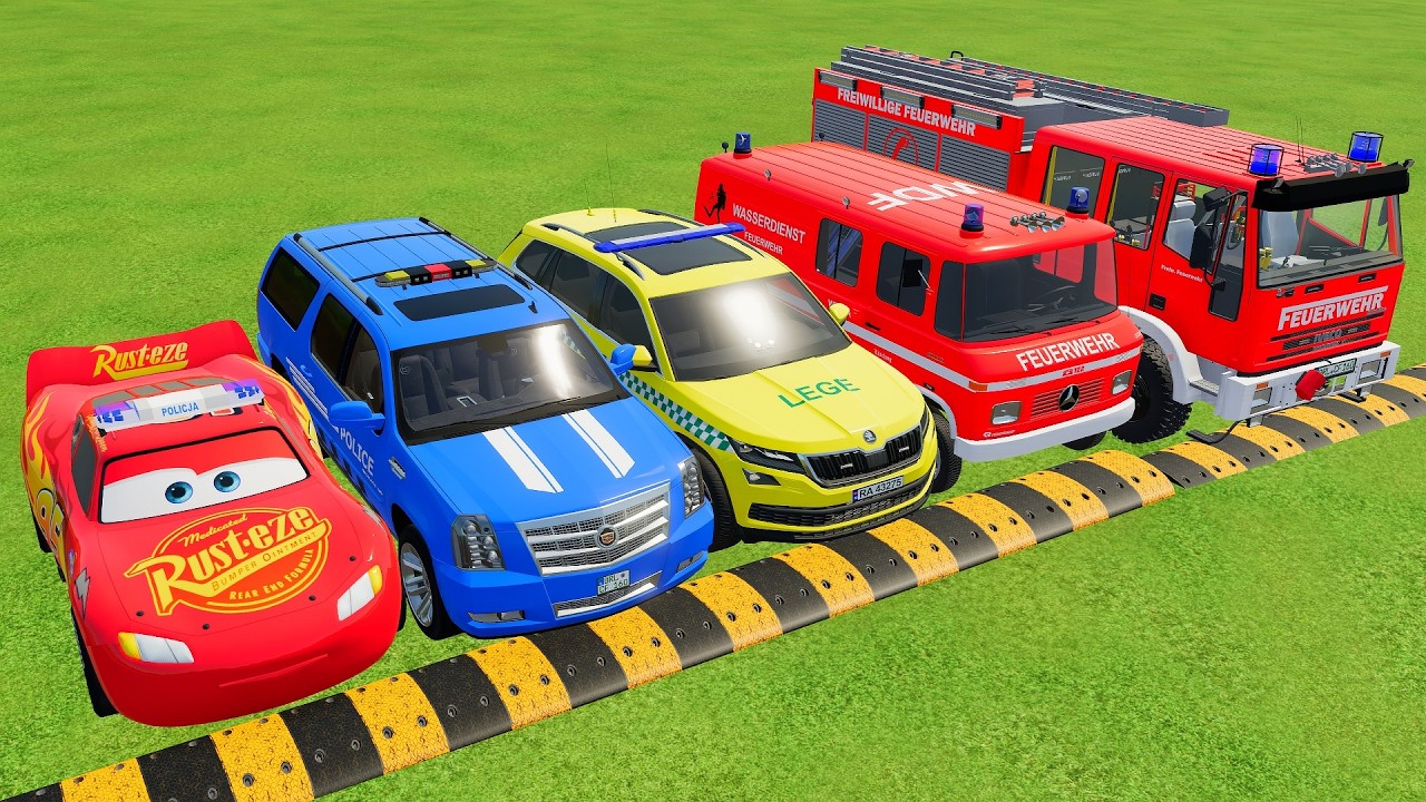 TRANSPORTING POLICE CARS, AMBULANCE, FIRE DEPARMENT VEHICLES WITH MIXER TRUCKS TO THE GARAGE ! FS22