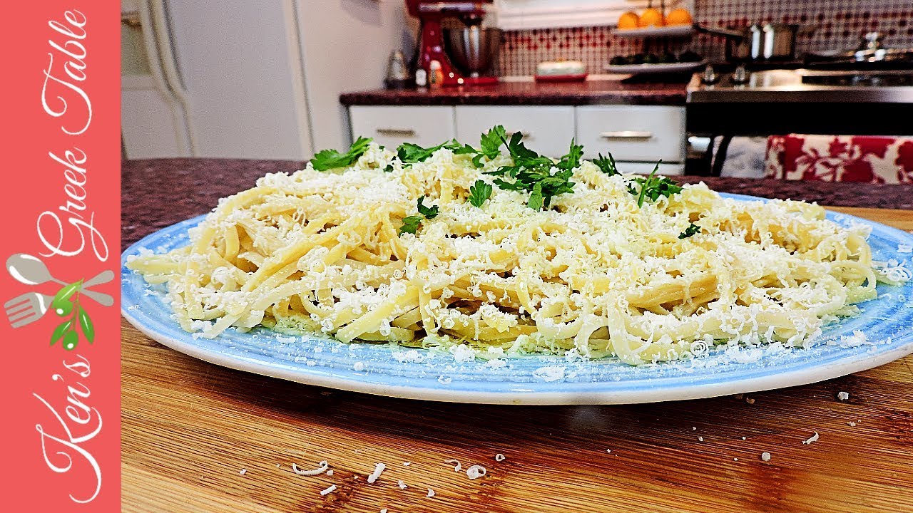 Linguine with Burnt Mizithra Cheese and Olive Oil - 3 Ingredient Pasta Recipe