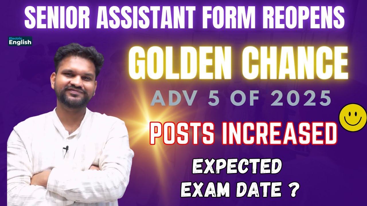 PSSSB Senior Assistant 5 of 2025 Form Reopens, Post increased | Exam Date ||  Electric English