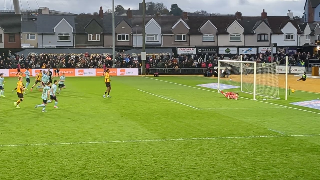 Newport County Vs Grimsby 16/11/2024 Kyle Hudlin penalty miss