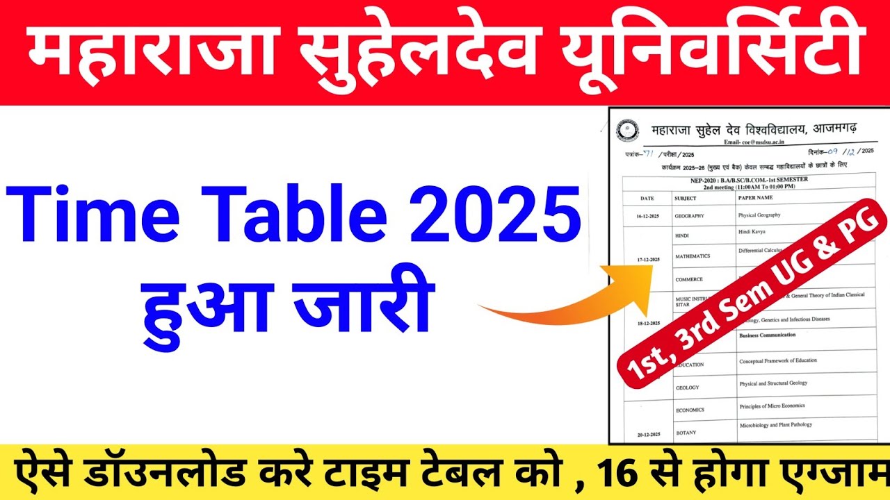 msdsu azamgarh time table 2025|msdu azamgarh exam news today| msdsu azamgarh 1st sem time table|msdu