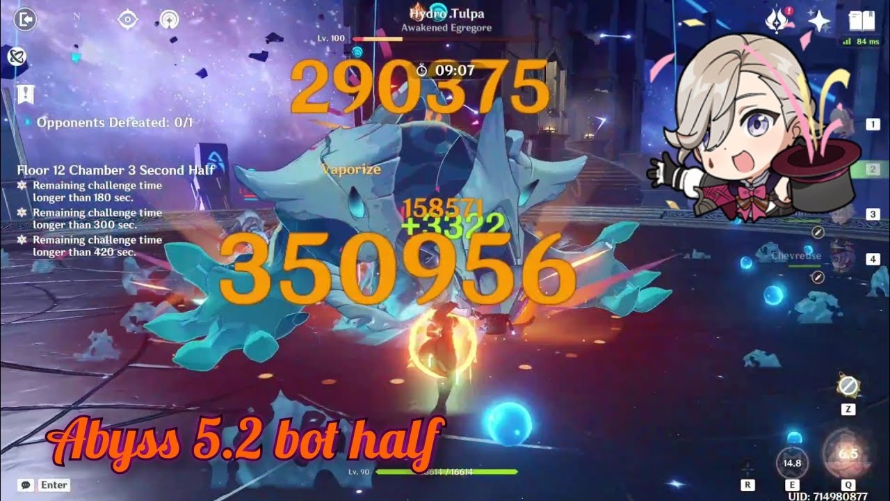 Lyney C0R1 overload bot half (27+23+18) abyss 5.2 floor 12 genshin impact