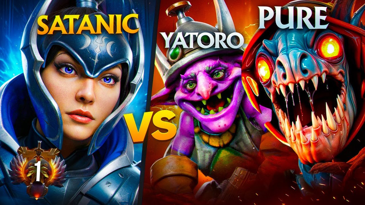 ТОП 1 МИРА НА ЛУНЕ ПОПАЛСЯ ПРОТИВ PURE И YATORO🔥1x9 win ❘ Satanic Luna dota 2 7.40c