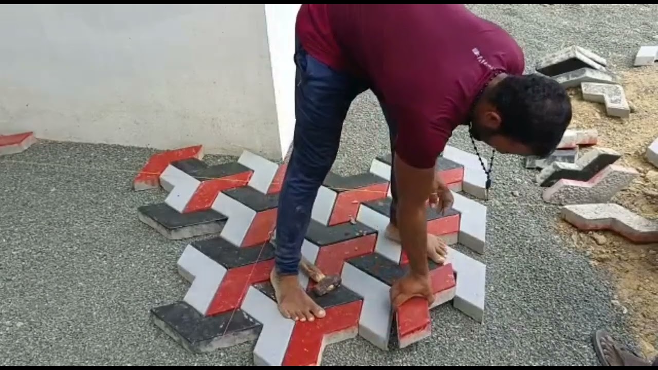 paver block( 3D) installation  on floor. anjugiramam.. SUN STONE..cont:-9940622592