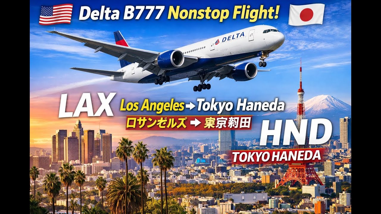 Delta Air Lines B777 Los Angeles to Tokyo Haneda 🇺🇸✈️🇯🇵 | デルタ航空B777 ロサンゼルス→羽田 フライト
