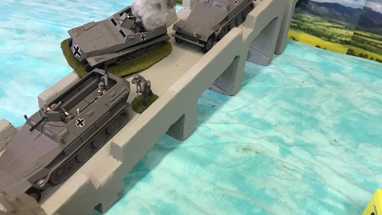 Arnhem Bridge battle in 54mm scale using Donald Featherstone rules.