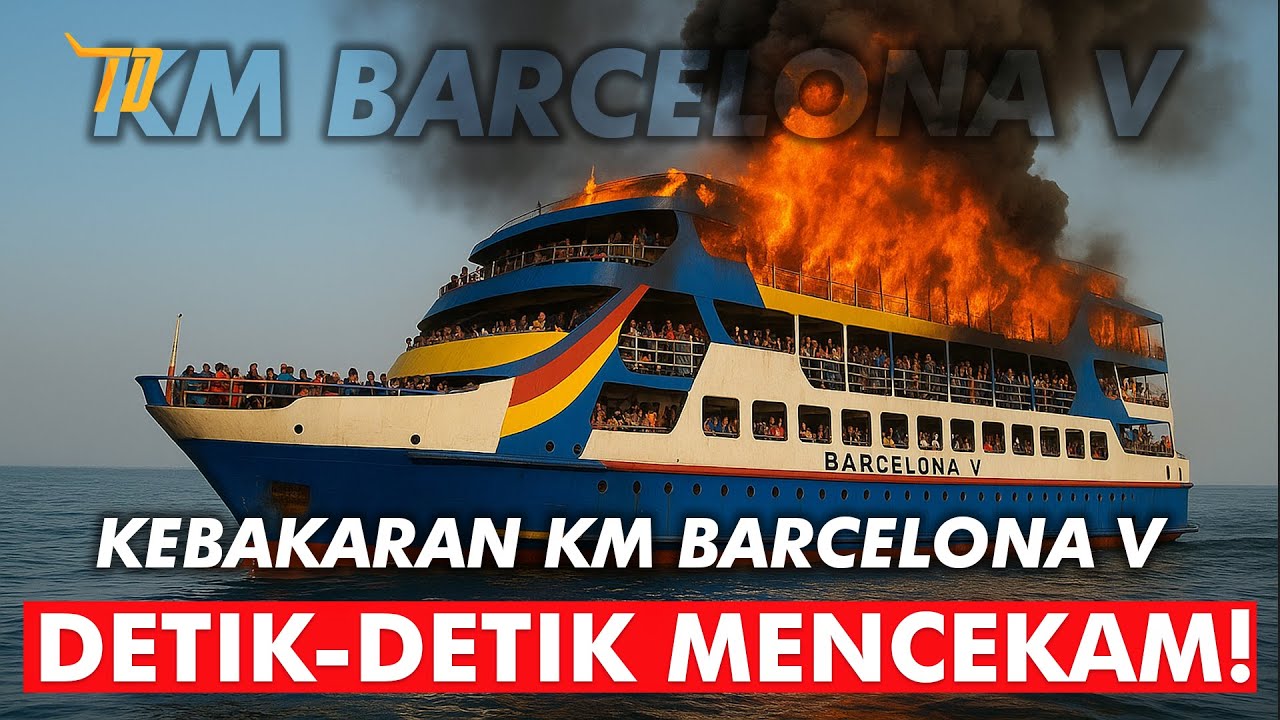 Detik-Detik Mencekam! Kebakaran KM Barcelona V di Perairan Sulawesi Utara