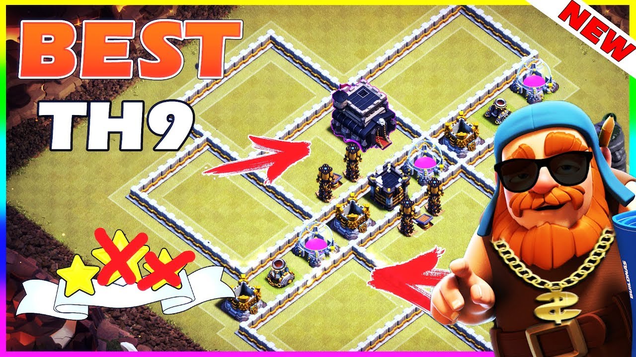 🔥КРУТЕЙШАЯ БАЗА ДЛЯ КВ TH9 2019! Защита от ТХ10 Clash of Clans