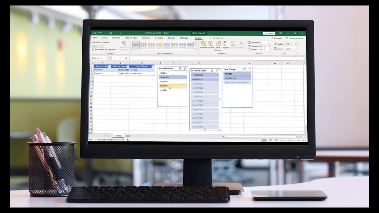 EXCEL Les segments