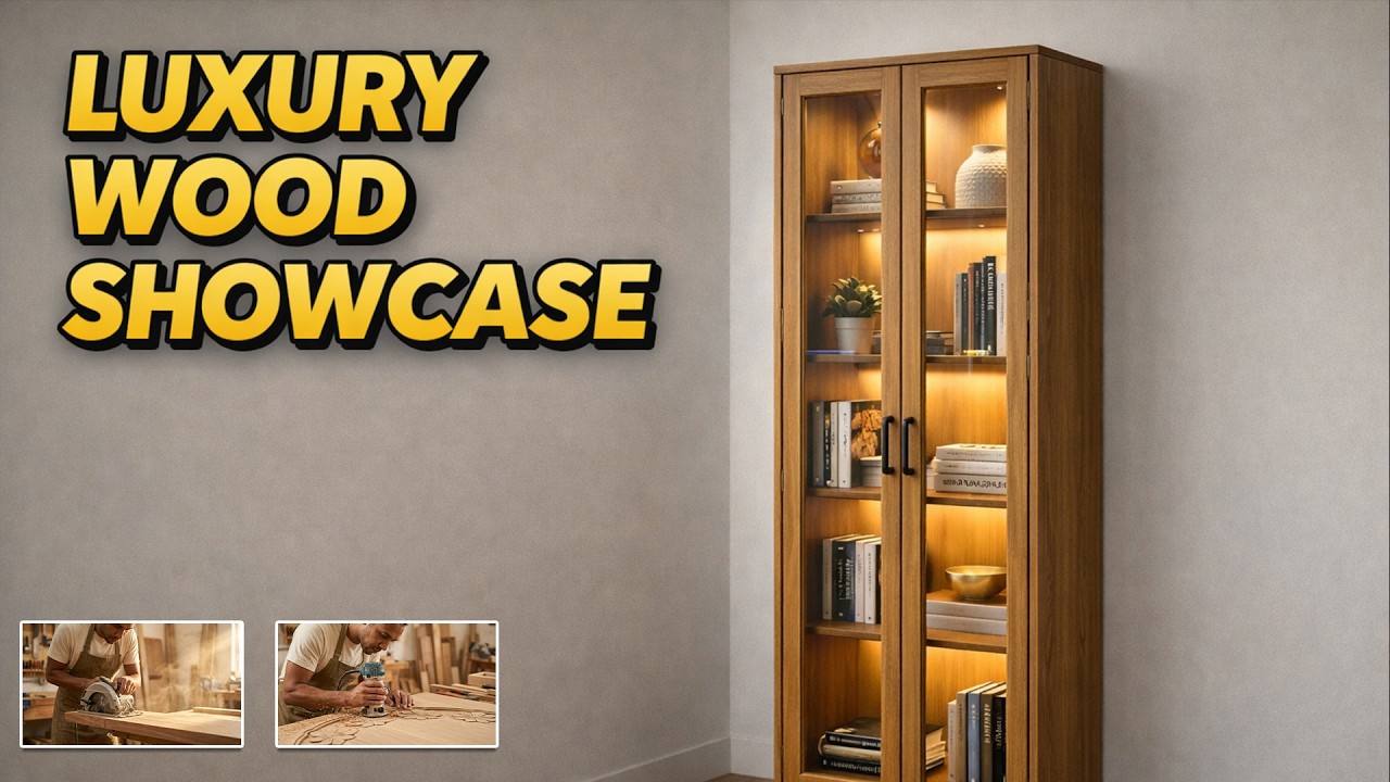 Modern Wooden Showcase Build | Glass Display Cabinet | Woodworking ASMR  #woodworking #mastergrain