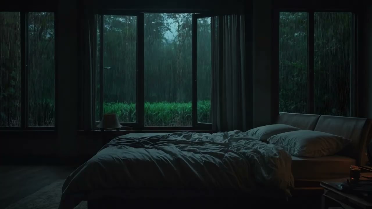 Heavy Rain Outside the Bedroom Window | Deep Sleep & Relaxation