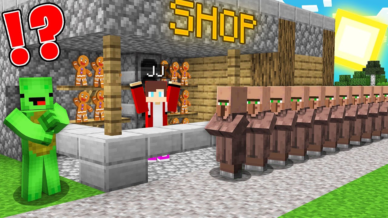 JJ Opened A STORE OF DELICIOUS COOKIES At His Home In Minecraft - Maizen Mizen Mazien Parody