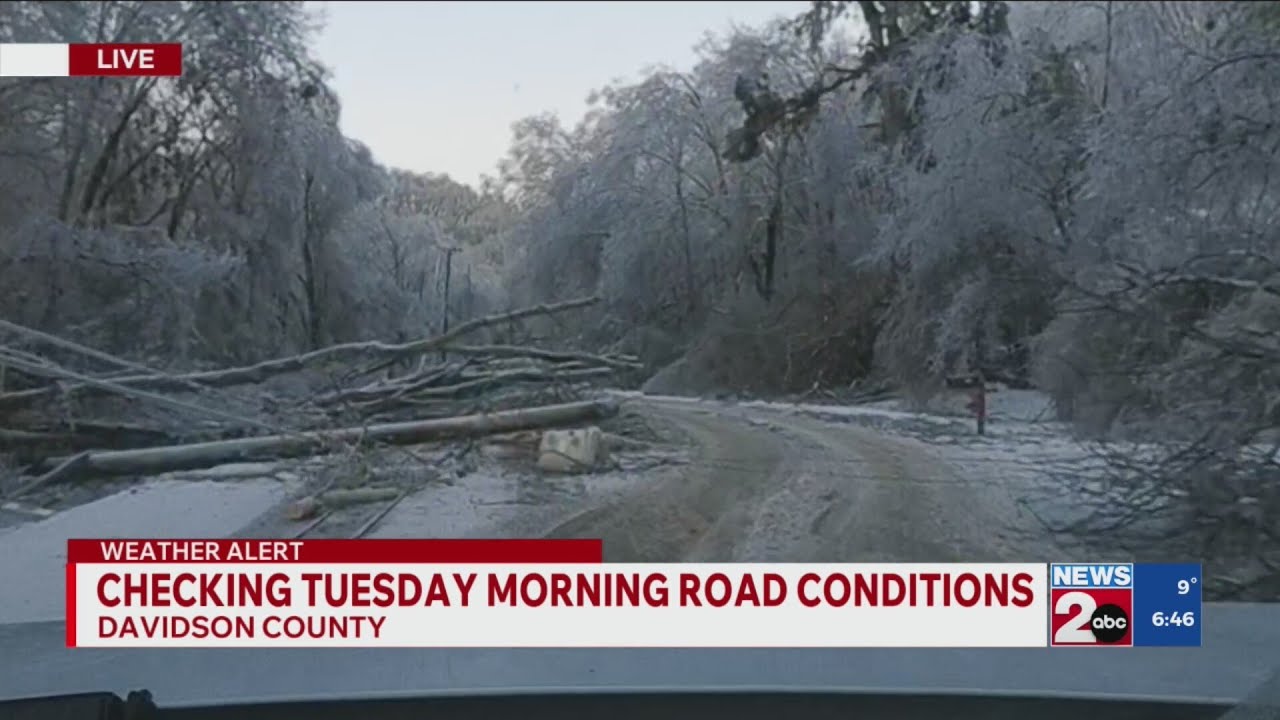 Tuesday morning road conditions in Davidson County