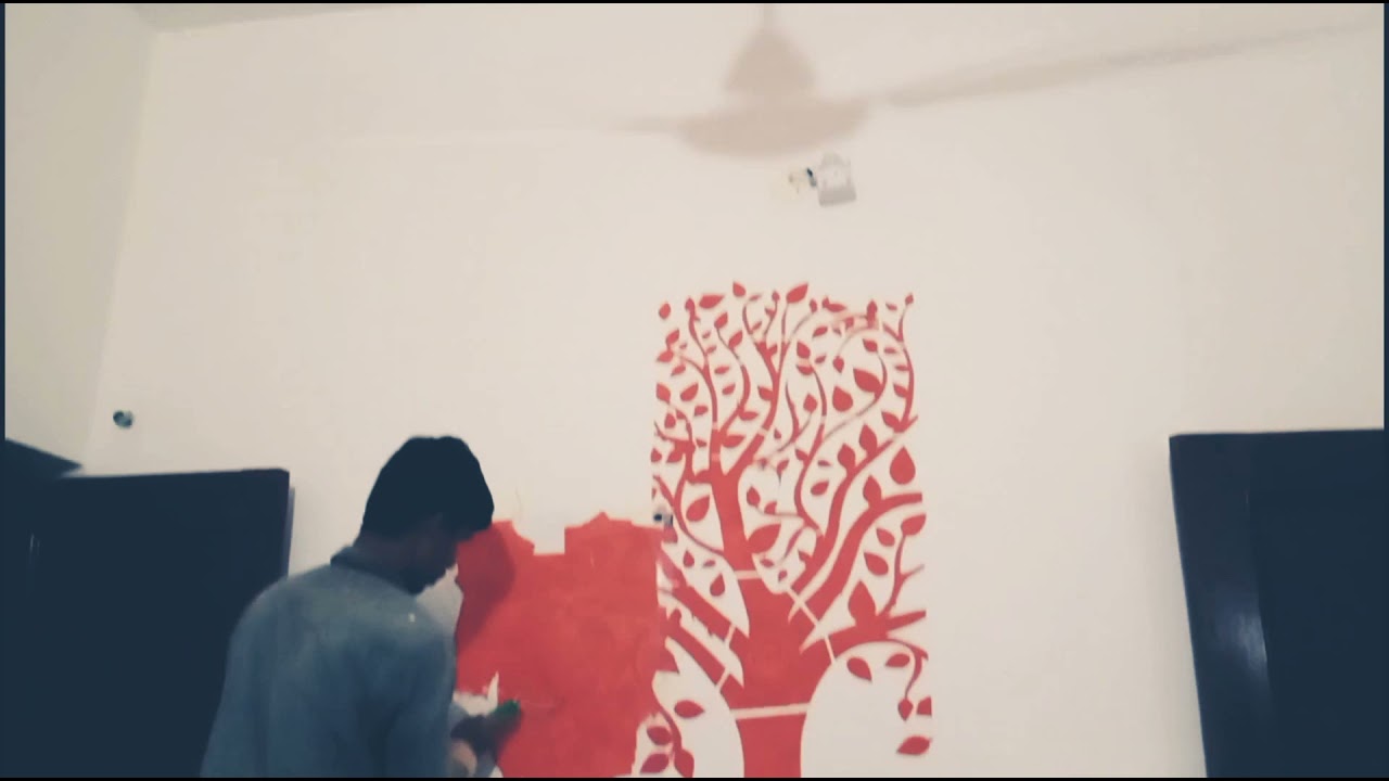 How to Apply Stencil Kit TREE | Wall painting design | iterior design | Asianpaints