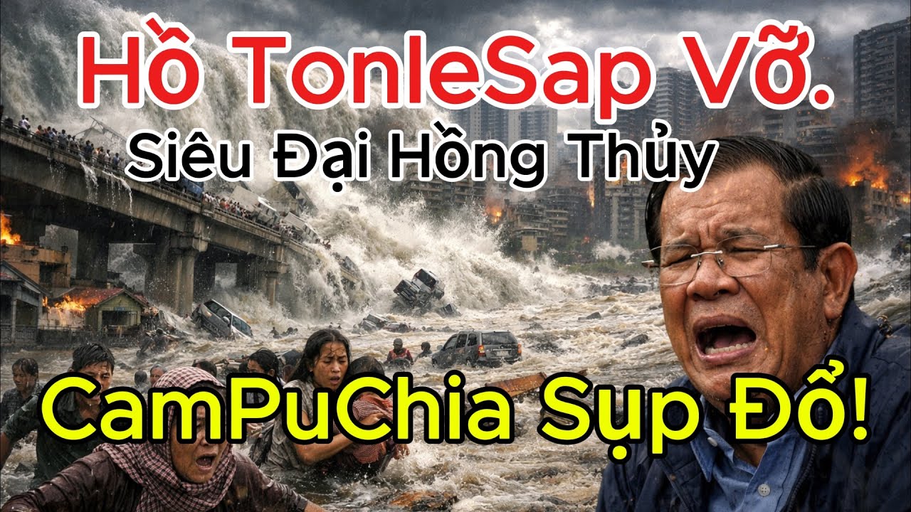 Campuchia Sụp Đổ: Hồ Tonle Sap Vỡ, Siêu Đại Hồng Thủy Nuốt Chửng Cả Đất Nước.