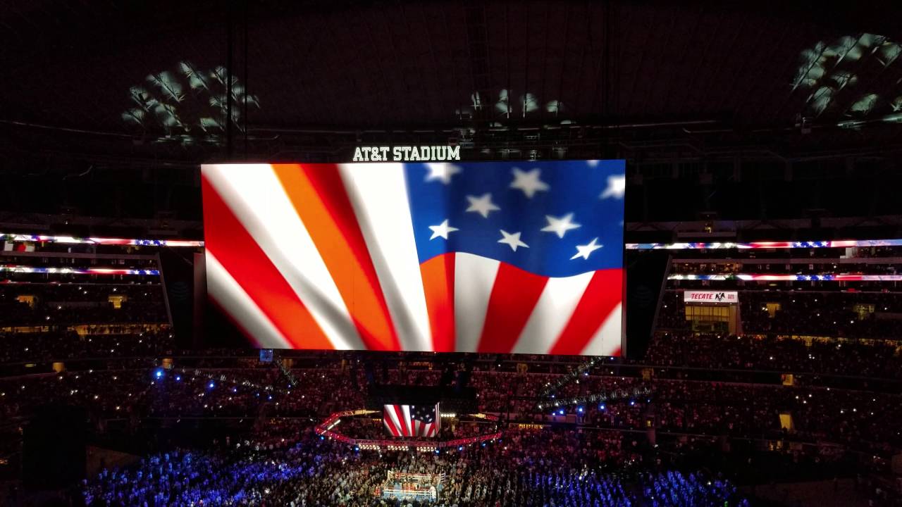 US and MX national anthem.  CaneloSmith. At&t Stadium
