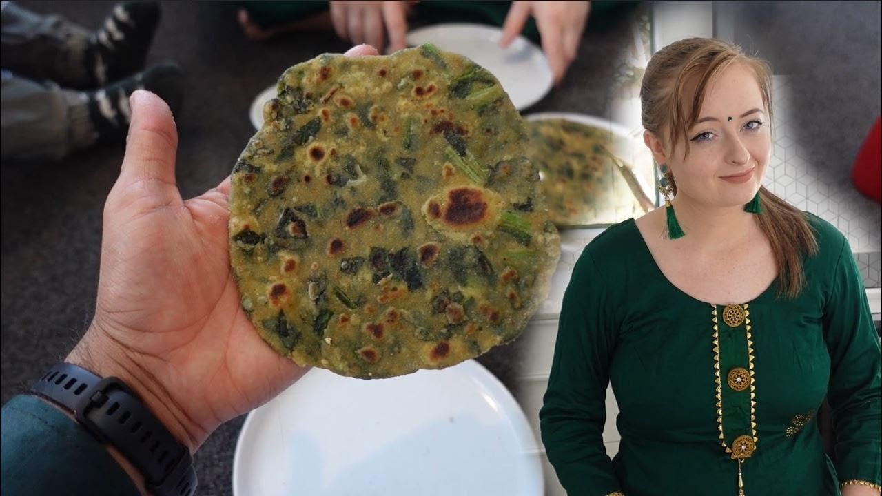 MY BRITISH WIFE MAKES PALAK PARATHA | Dhaba Style Palak Paratha Recipe *YUMMY*