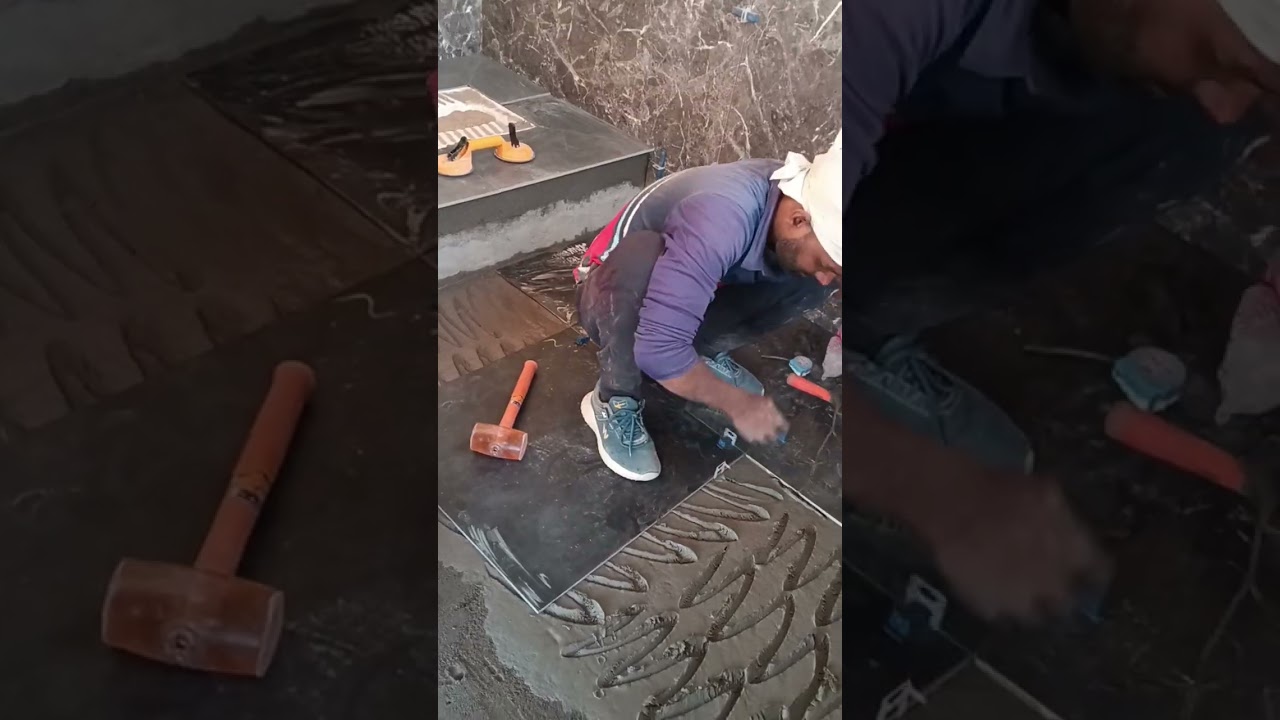 Bathroom floor tiles fitting 