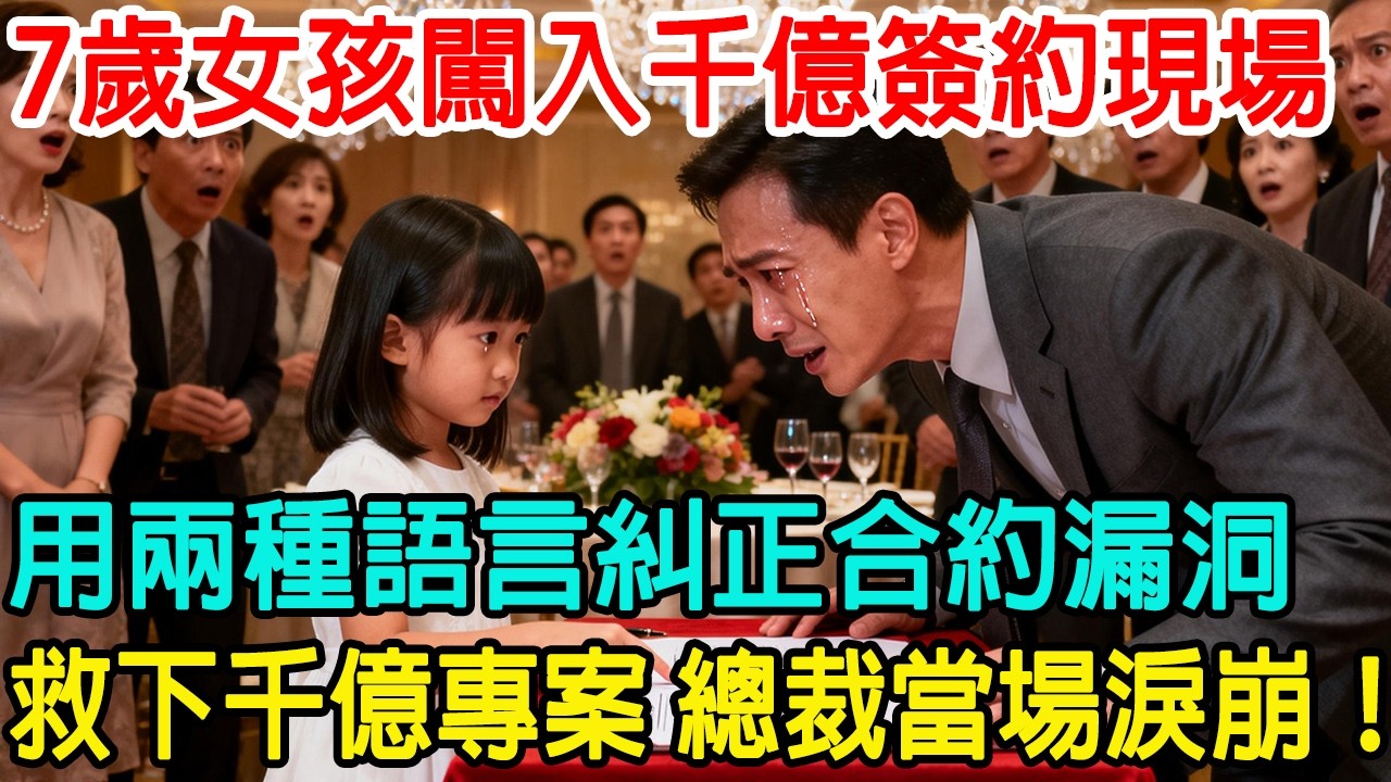 「這是媽媽教我的...」7歲女孩闖入千億簽約現場，用兩種語言糾正合約漏洞，救下千億專案，總裁當場淚崩！#情感故事 #情感共鸣 #心靈暖流 #感人壹幕 #感人故事