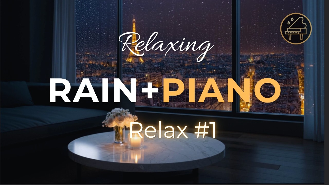1 Hour Relaxing Rain & Piano | Paris Night Ambience 🌧️🎹