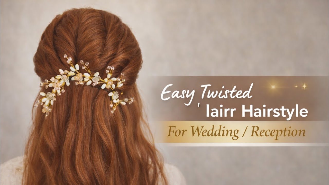 Easy Twisted Open Hair Hairstyle for Wedding Party | Reception Front Look | Beginners Friendly