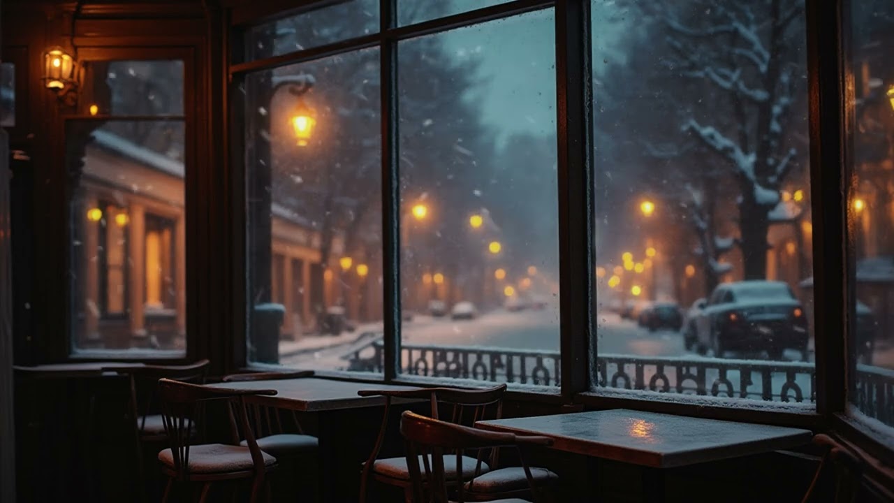 Empty Restaurant Ambience &mdash; Slow Piano & Violin Snow Music for Study, Relax, Sleep | 12 Hours