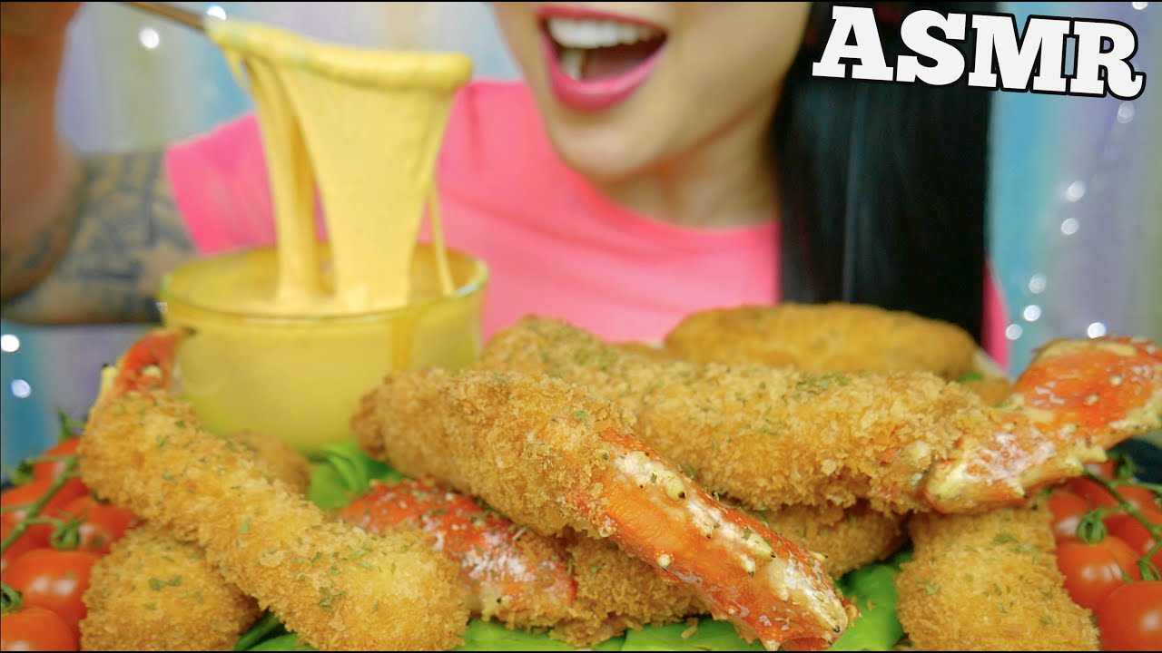 ASMR FRIED KING CRAB, PICKLES + CHEESE SAUCE (EATING SOUNDS) LIGHT WHISPER | SAS-ASMR