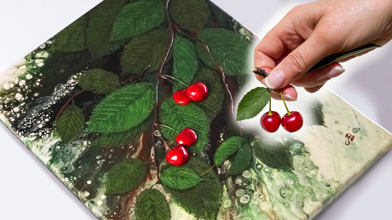 LIFELIKE Cherries! HOW is this done??  Easy Art Techniques - Real Leaves/Glue Gun | AB Creative