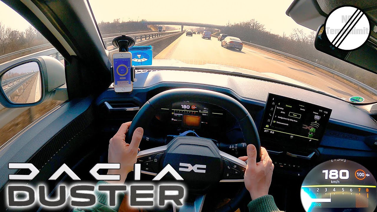 2025 Dacia Duster TCe 130 Максимальная скорость Немецкий автобан POV