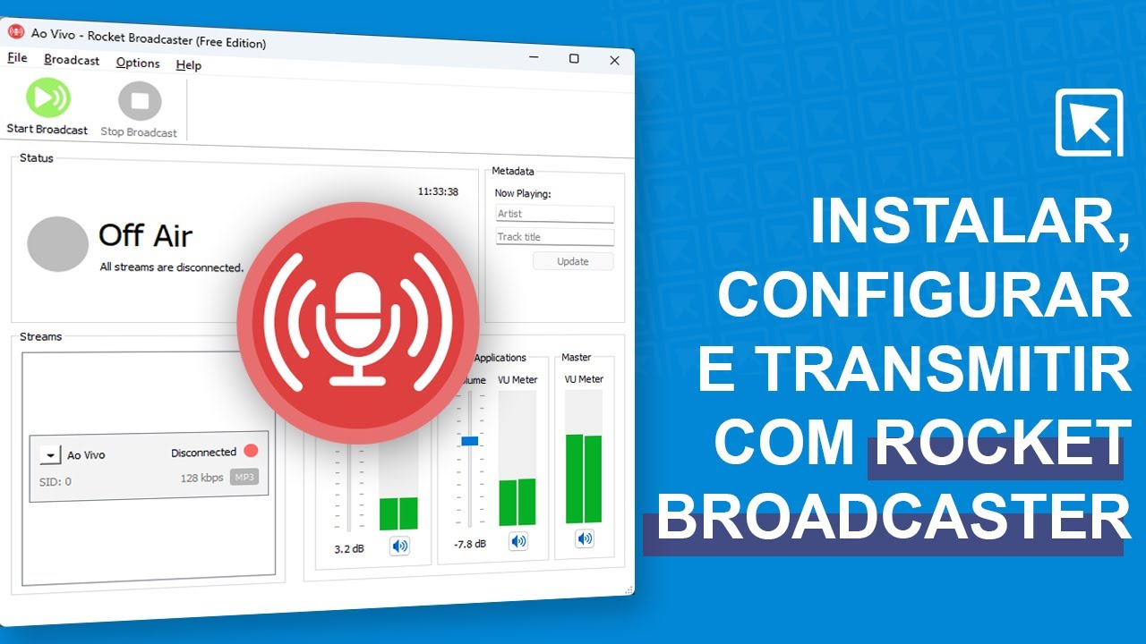 Como Instalar, Configurar e Transmitir Através do RocketBroadcaster