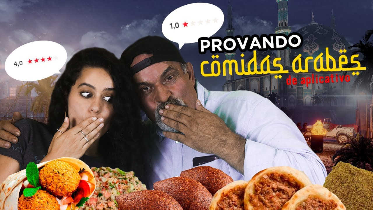 PROVANDO COMIDAS ÁRABES DE APLICATIVO COM MEU PAI ÁRABE
