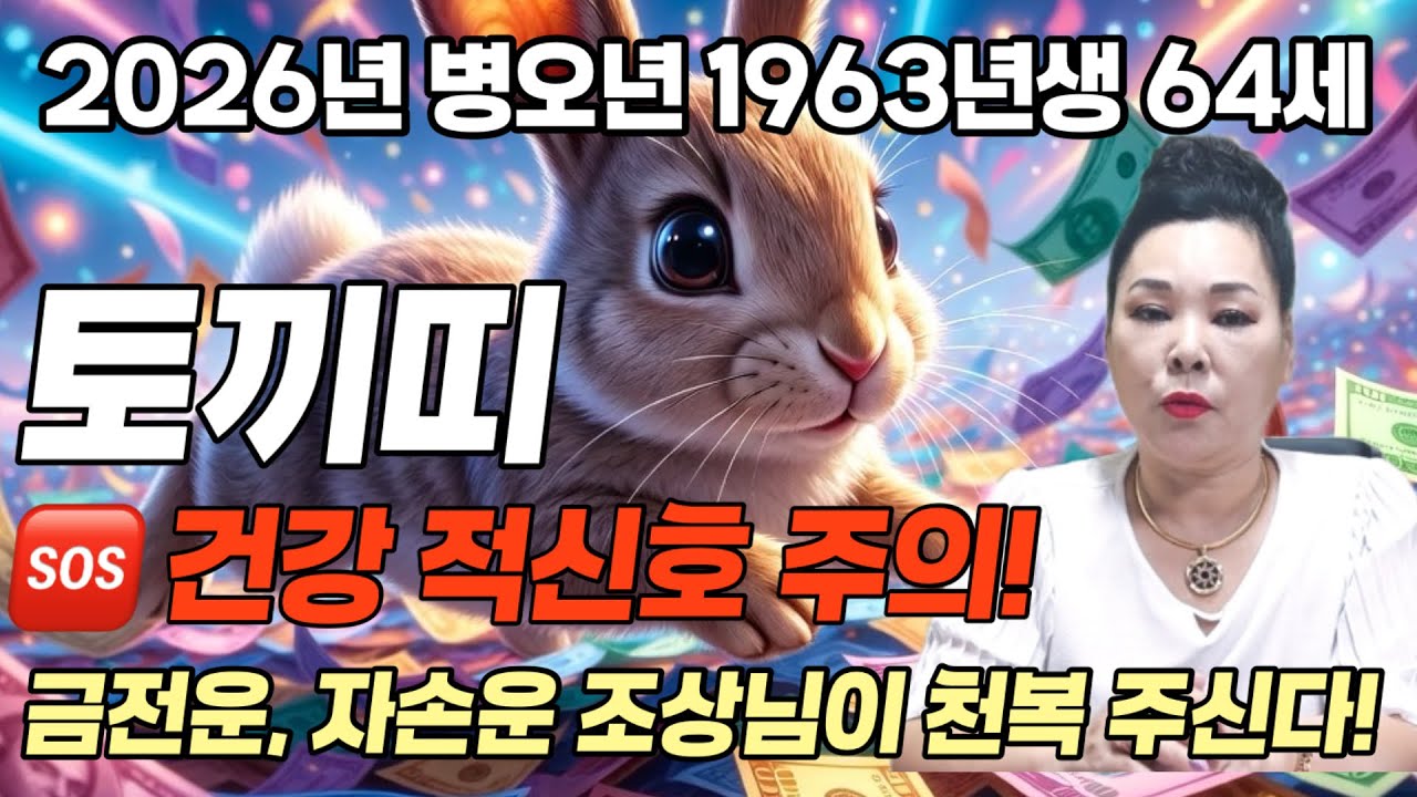 1963년생 64세토끼띠 건강적신호! 금전운,자손운 조상님에서 천운을 받는 운세 말년에 돈방석에 앉는다