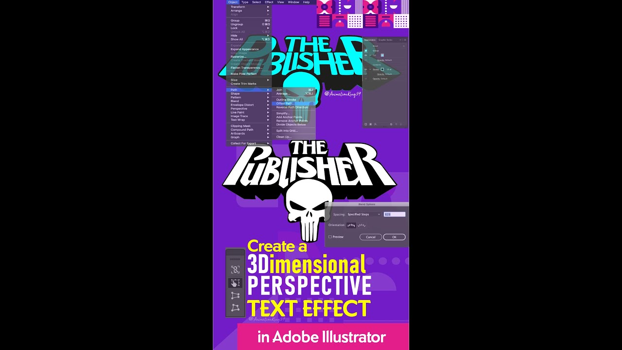 CREATE a 3D PERSPECTIVE TEXT EFFECT IN ADOBE ILLUSTRATOR@animationking59
