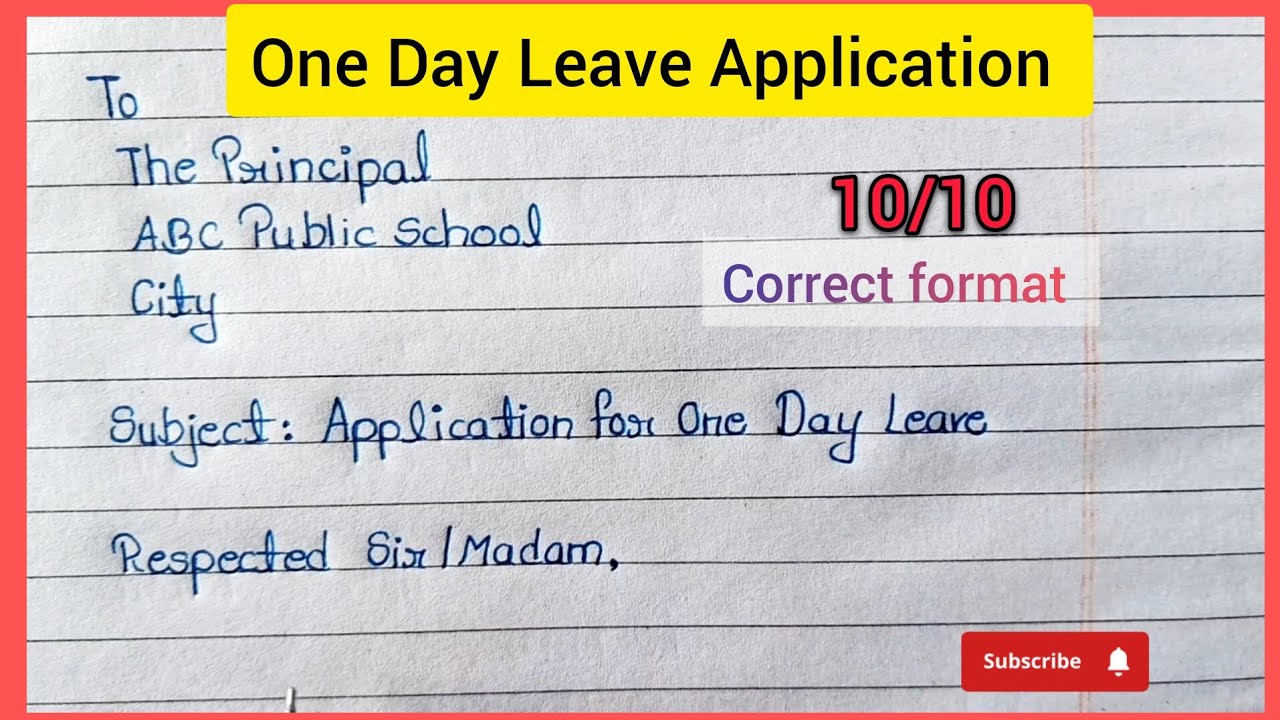 One Day Leave Application | Correct Format | Board Exam Special #english #exam #easy 