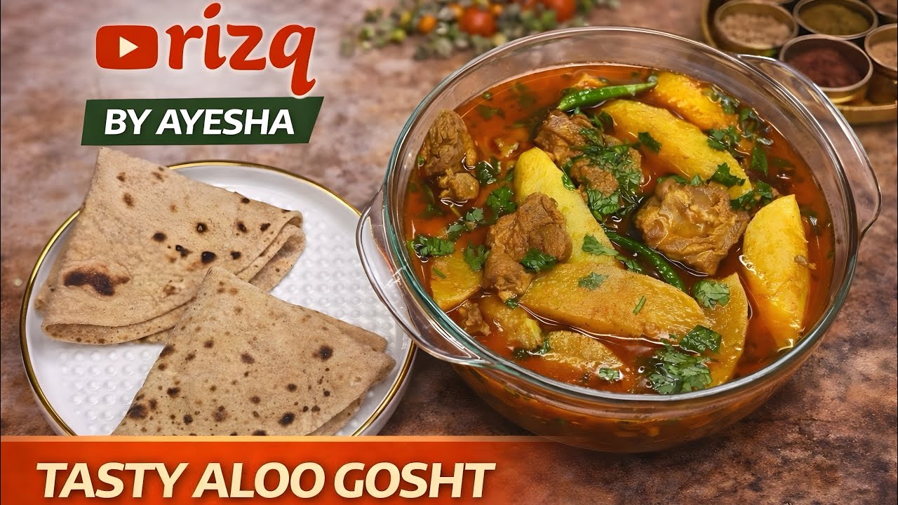 Desi Style Aloo Gosht Recipe Easy & Quick | Mutton & Potato Curry | ʀɪᴢϙ ʙʏ ᴀʏᴇsʜᴀ 