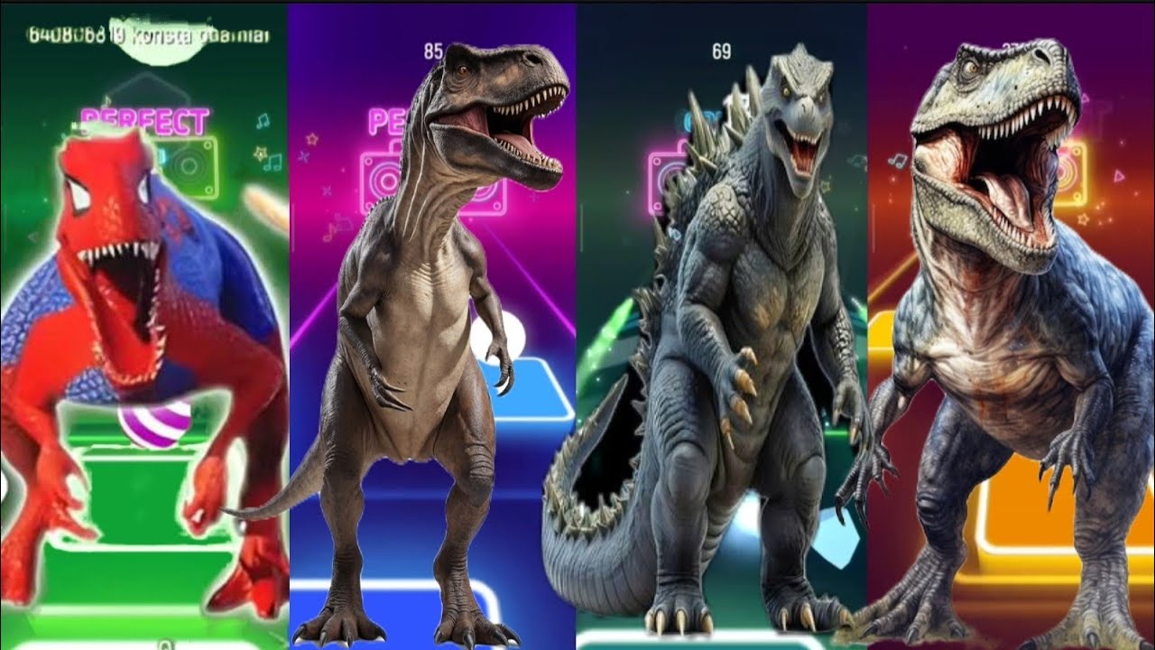 T-Rex Evolution in Tiles Hop 🦖 | Epic Dino Rhythm Battle