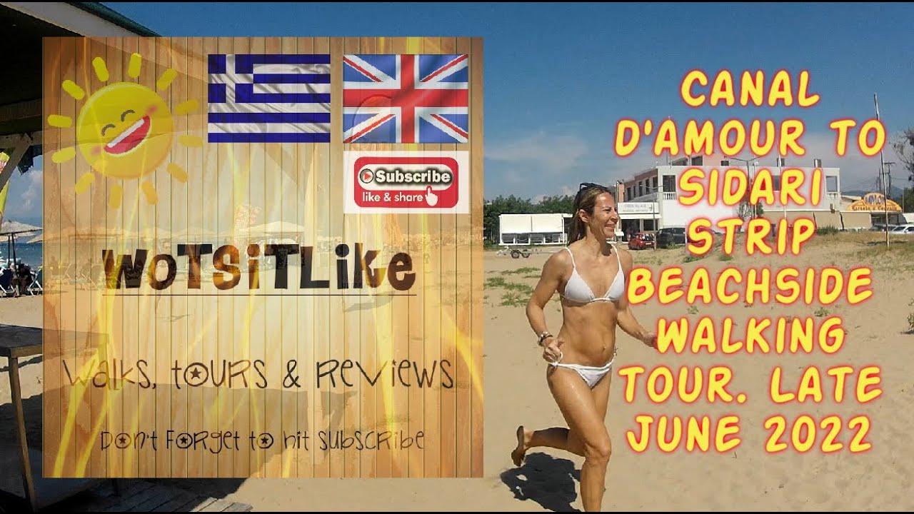 Sidari strip beachside walking tour. Late June 2022.